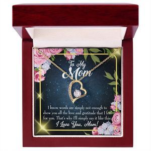 To Mom Words Not Enough Forever Necklace w Message Card